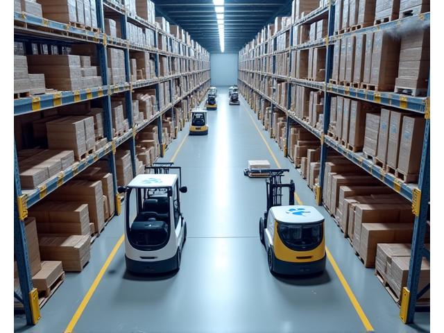 Oryx Swift의 미래 비전을 구현하는 현대적인 물류 허브의 전경과 깔끔하게 정돈된 창고.