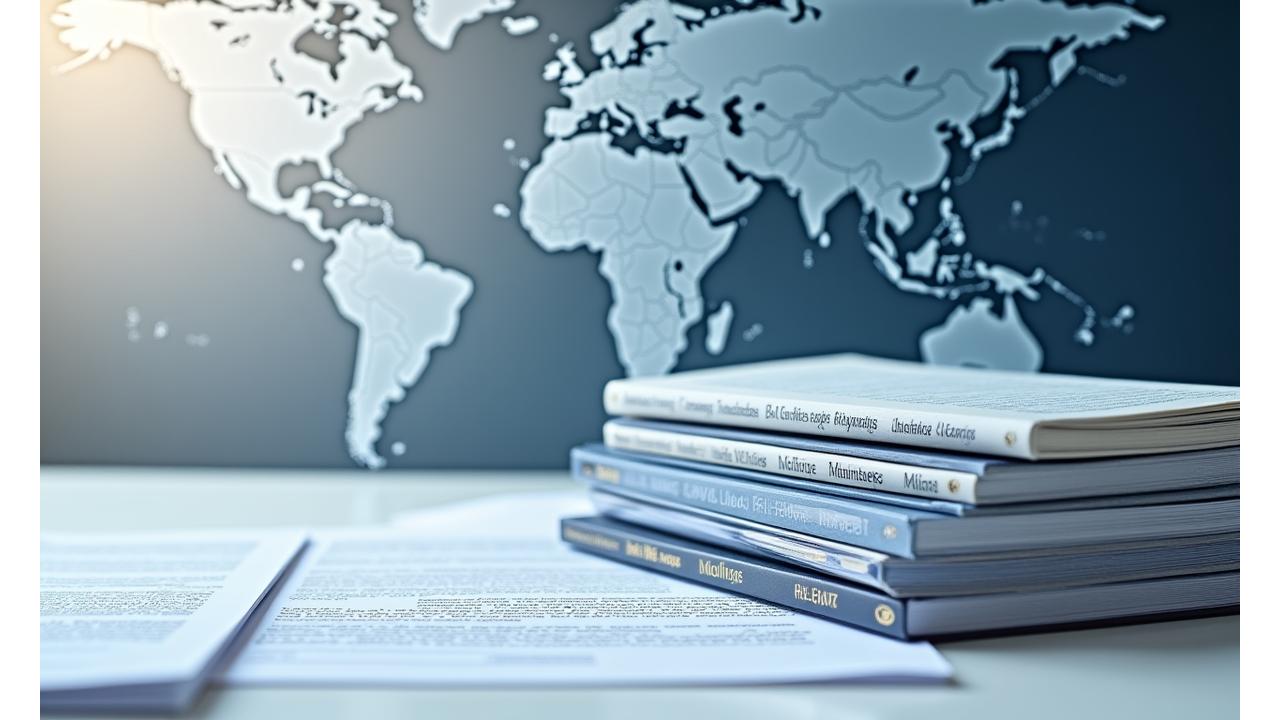 글로벌 규제와 법률 문서가 펼쳐진 서류 이미지